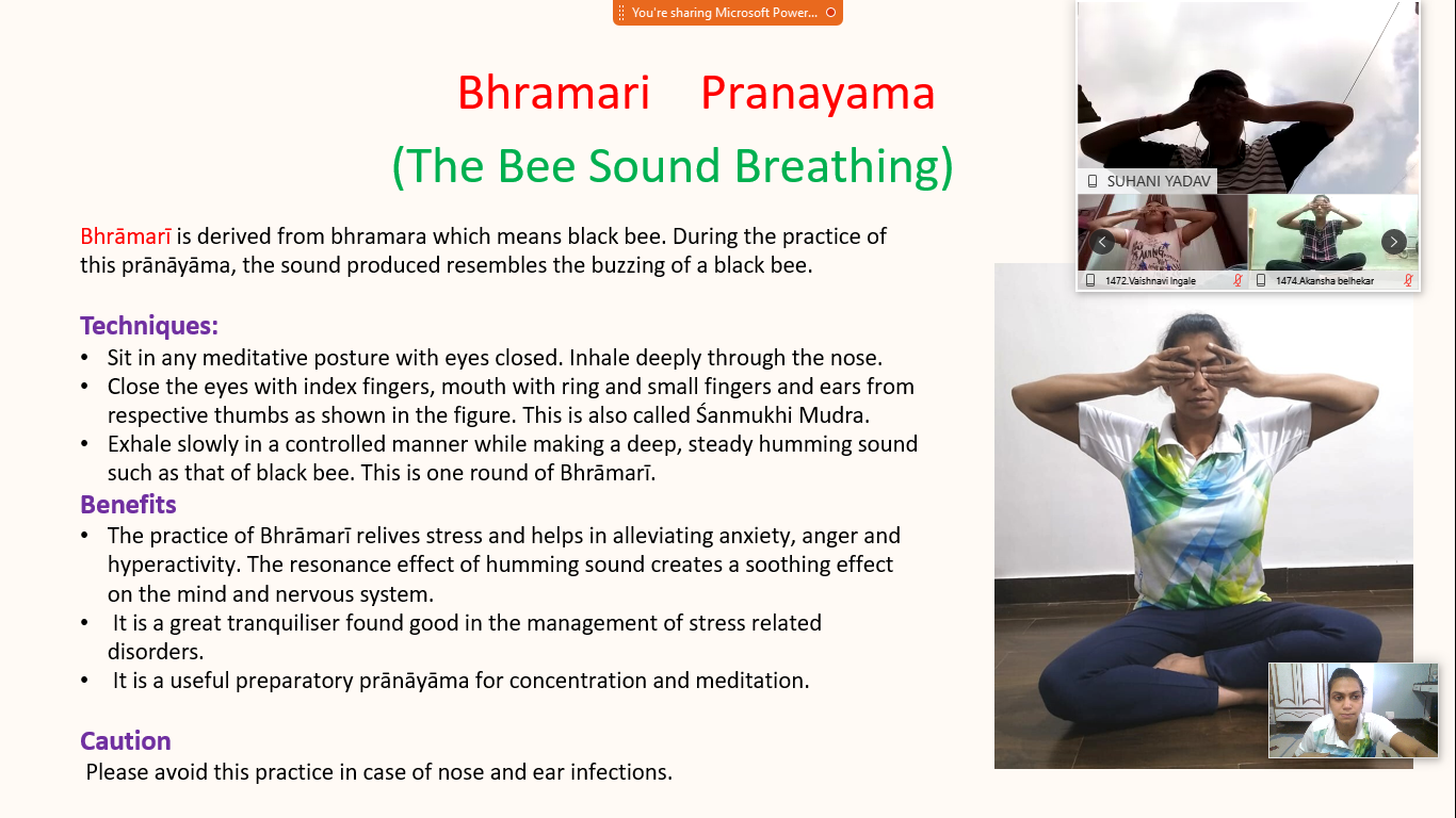 International Yoga Day- While taking Bhamari Pranayam Practice 